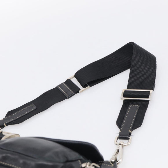 PRADA Shoulder Bag Leather Black Silver Auth 212515A