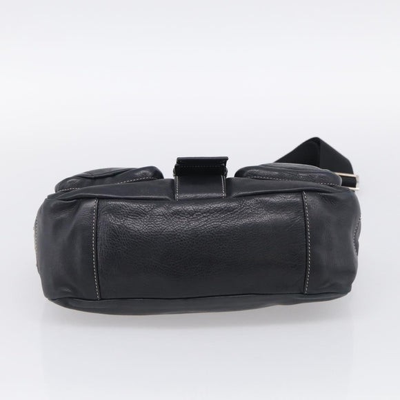 PRADA Shoulder Bag Leather Black Silver Auth 212515A