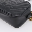 GUCCI GG Marmont Shoulder Bag Leather Black Gold 447632 Auth 212516V-10