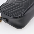 GUCCI GG Marmont Shoulder Bag Leather Black Gold 447632 Auth 212516V-11