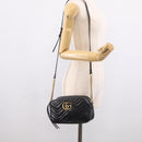 GUCCI GG Marmont Shoulder Bag Leather Black Gold 447632 Auth 212516V-21