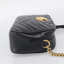 GUCCI GG Marmont Shoulder Bag Leather Black Gold 447632 Auth 212516V-5
