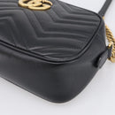 GUCCI GG Marmont Shoulder Bag Leather Black Gold 447632 Auth 212516V-8