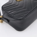 GUCCI GG Marmont Shoulder Bag Leather Black Gold 447632 Auth 212516V-9