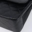 CHANEL Matelasse 25 Classic Double Flap Chain Caviar Skin Black CC Auth 212523SM-10