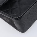 CHANEL Matelasse 25 Classic Double Flap Chain Caviar Skin Black CC Auth 212523SM-11
