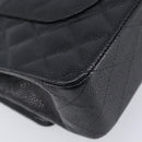 CHANEL Matelasse 25 Classic Double Flap Chain Caviar Skin Black CC Auth 212523SM-13