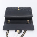 CHANEL Matelasse 25 Classic Double Flap Chain Caviar Skin Black CC Auth 212523SM-16