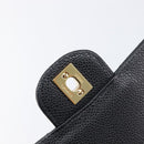 CHANEL Matelasse 25 Classic Double Flap Chain Caviar Skin Black CC Auth 212523SM-17