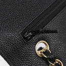 CHANEL Matelasse 25 Classic Double Flap Chain Caviar Skin Black CC Auth 212523SM-18