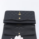CHANEL Matelasse 25 Classic Double Flap Chain Caviar Skin Black CC Auth 212523SM-20
