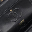 CHANEL Matelasse 25 Classic Double Flap Chain Caviar Skin Black CC Auth 212523SM-21