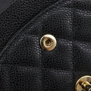 CHANEL Matelasse 25 Classic Double Flap Chain Caviar Skin Black CC Auth 212523SM-22