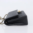 CHANEL Matelasse 25 Classic Double Flap Chain Caviar Skin Black CC Auth 212523SM-5