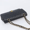 CHANEL Matelasse 25 Classic Double Flap Chain Caviar Skin Black CC Auth 212523SM-6