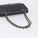 CHANEL Matelasse 25 Classic Double Flap Chain Caviar Skin Black CC Auth 212523SM-7