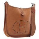 HERMES Evelyn 1PM Shoulder Bag Leather Brown Silver Auth 212524V-1