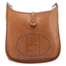 HERMES Evelyn 1PM Shoulder Bag Leather Brown Silver Auth 212524V-2