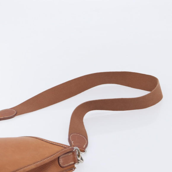 HERMES Evelyn 1PM Shoulder Bag Leather Brown Silver Auth 212524V