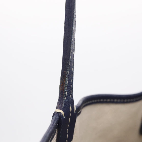 Goyard Herringbone Saint Louis PM Tote Bag PVC Navy Silver Auth 212528SAV