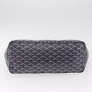 Goyard Herringbone Saint Louis PM Tote Bag PVC Navy Silver Auth 212528SAV-12
