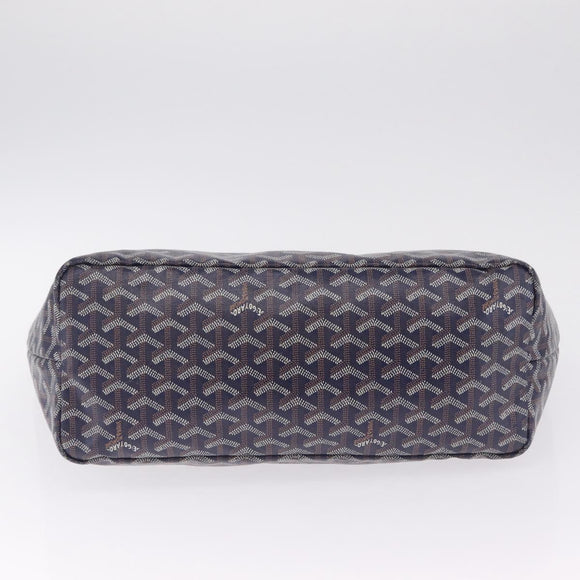 Goyard Herringbone Saint Louis PM Tote Bag PVC Navy Silver Auth 212528SAV