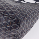 Goyard Herringbone Saint Louis PM Tote Bag PVC Navy Silver Auth 212528SAV-14