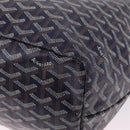 Goyard Herringbone Saint Louis PM Tote Bag PVC Navy Silver Auth 212528SAV-16
