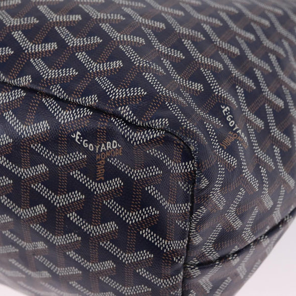 Goyard Herringbone Saint Louis PM Tote Bag PVC Navy Silver Auth 212528SAV