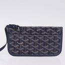 Goyard Herringbone Saint Louis PM Tote Bag PVC Navy Silver Auth 212528SAV-21