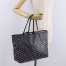 Goyard Herringbone Saint Louis PM Tote Bag PVC Navy Silver Auth 212528SAV-26
