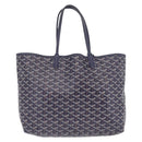 Goyard Herringbone Saint Louis PM Tote Bag PVC Navy Silver Auth 212528SAV-3
