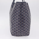 Goyard Herringbone Saint Louis PM Tote Bag PVC Navy Silver Auth 212528SAV-4