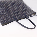 Goyard Herringbone Saint Louis PM Tote Bag PVC Navy Silver Auth 212528SAV-6