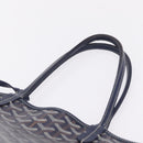 Goyard Herringbone Saint Louis PM Tote Bag PVC Navy Silver Auth 212528SAV-9