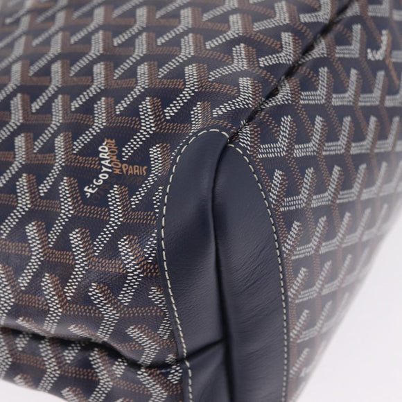 Goyard Herringbone Artois MM Tote Bag PVC Leather Navy Auth 212529SM