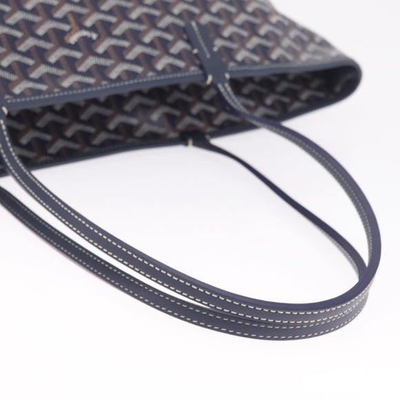 Goyard Herringbone Artois MM Tote Bag PVC Leather Navy Auth 212529SM