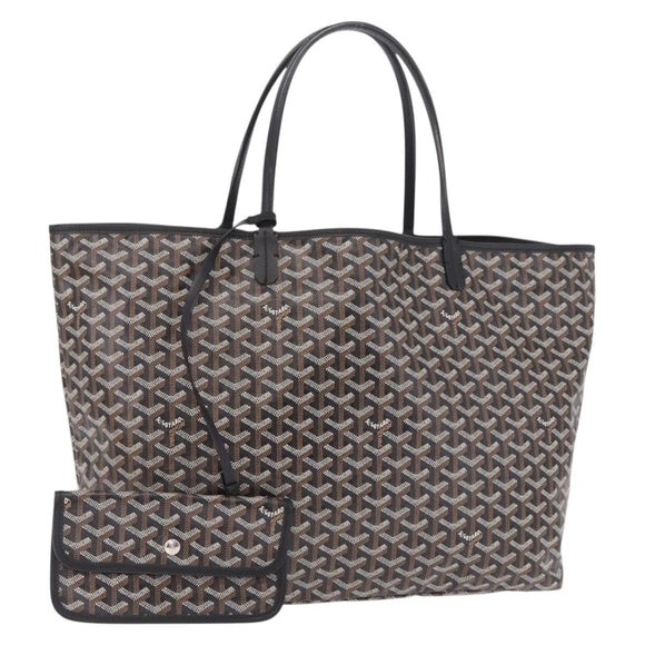 Goyard Herringbone Saint Louis GM Tote Bag PVC Black Auth 212530SM