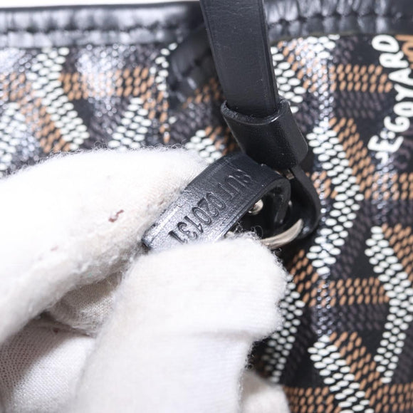Goyard Herringbone Saint Louis GM Tote Bag PVC Black Auth 212530SM