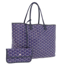 Goyard Herringbone Saint Louis PM Tote Bag PVC Blue Silver Auth 212531SAV-1