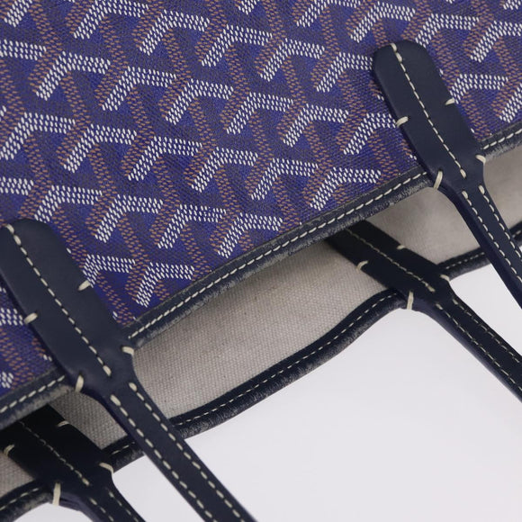 Goyard Herringbone Saint Louis PM Tote Bag PVC Blue Silver Auth 212531SAV