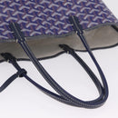 Goyard Herringbone Saint Louis PM Tote Bag PVC Blue Silver Auth 212531SAV-11