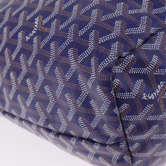 Goyard Herringbone Saint Louis PM Tote Bag PVC Blue Silver Auth 212531SAV
