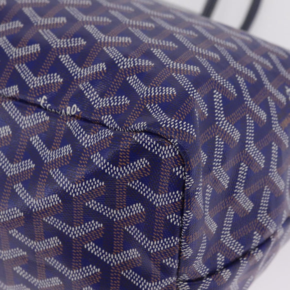 Goyard Herringbone Saint Louis PM Tote Bag PVC Blue Silver Auth 212531SAV