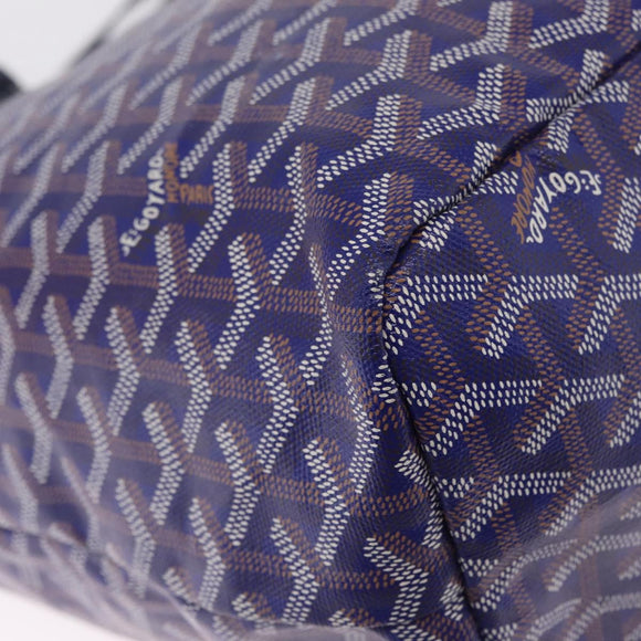 Goyard Herringbone Saint Louis PM Tote Bag PVC Blue Silver Auth 212531SAV