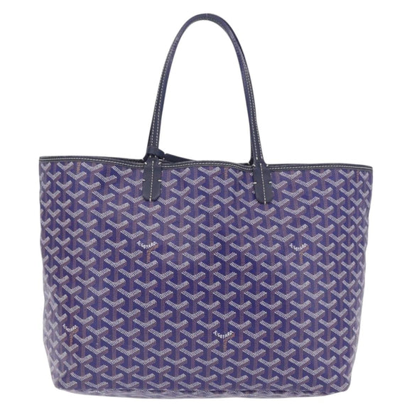 Goyard Herringbone Saint Louis PM Tote Bag PVC Blue Silver Auth 212531SAV