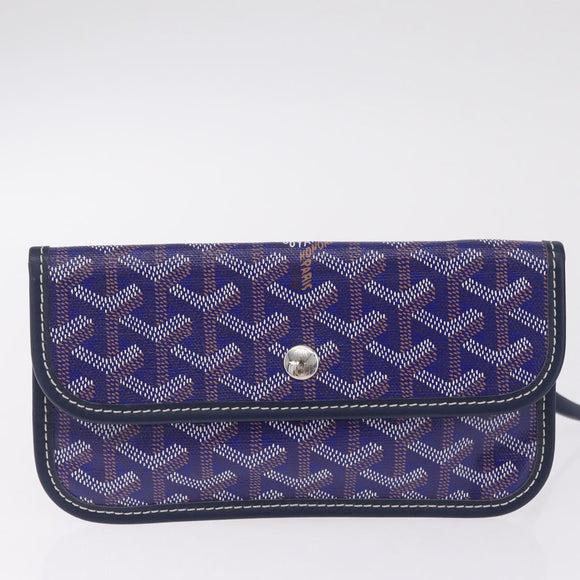 Goyard Herringbone Saint Louis PM Tote Bag PVC Blue Silver Auth 212531SAV