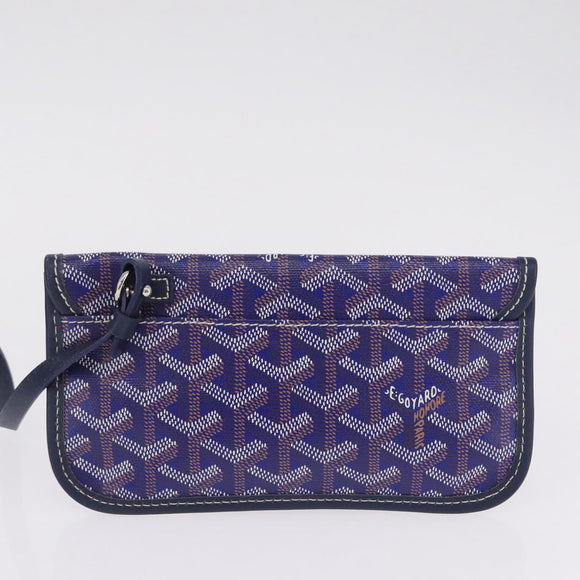 Goyard Herringbone Saint Louis PM Tote Bag PVC Blue Silver Auth 212531SAV