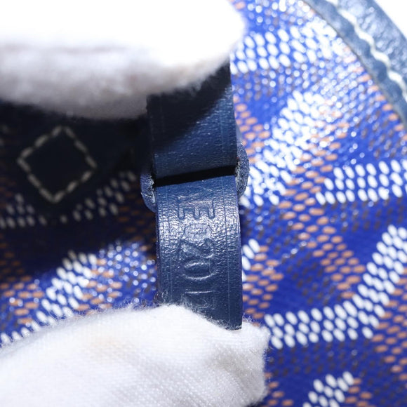 Goyard Herringbone Saint Louis PM Tote Bag PVC Blue Silver Auth 212531SAV
