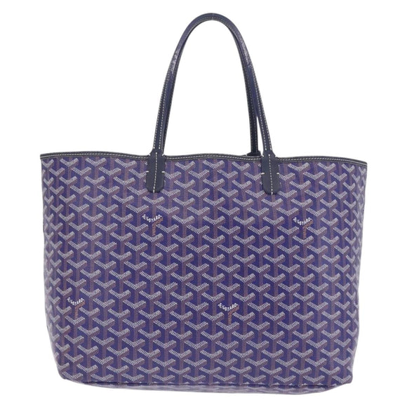 Goyard Herringbone Saint Louis PM Tote Bag PVC Blue Silver Auth 212531SAV